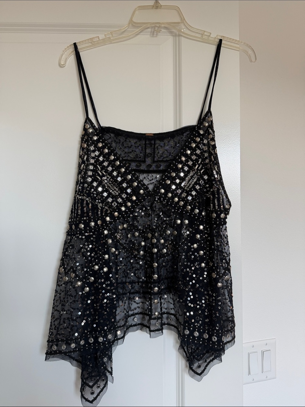 Free People Black Beaded Lace Cami